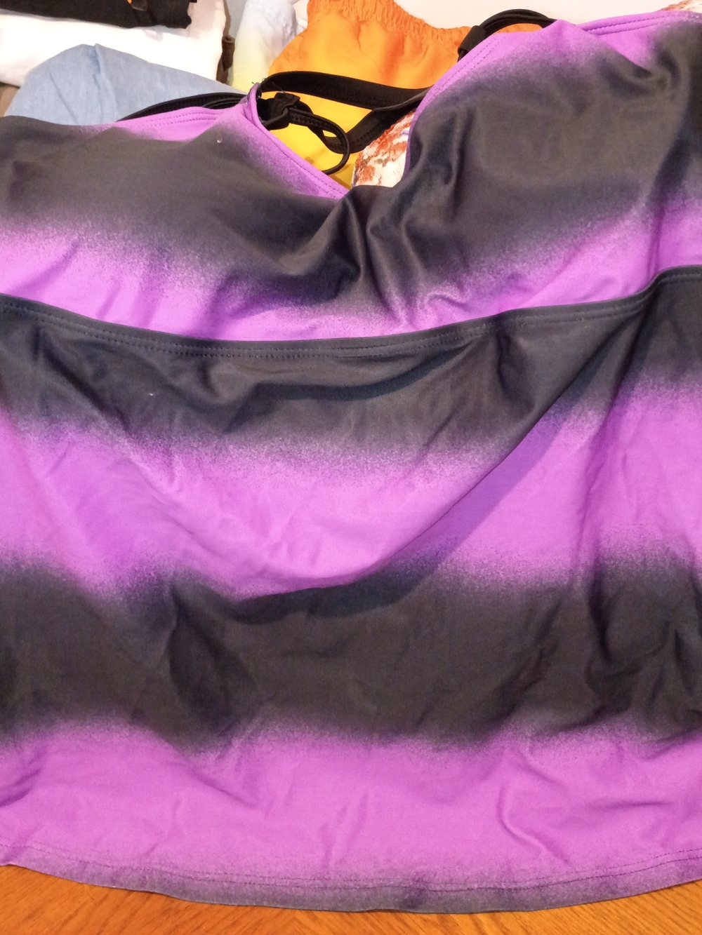 Purple and Black Ombre Women's Tankini Top